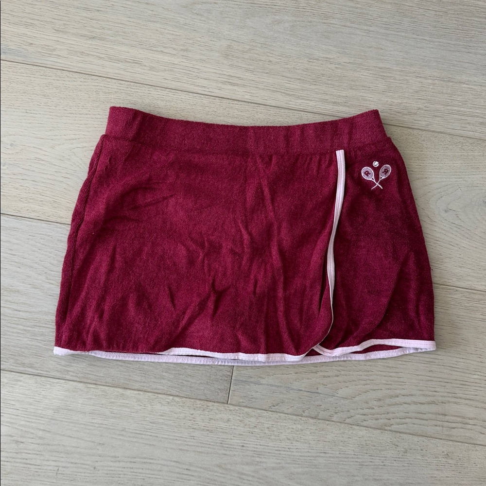 Red Tennis Skirt with White Trim
